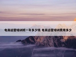 电商运营培训班一年多少钱 电商运营培训费用多少