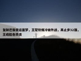 复制巴黎奥运噩梦，王楚钦爆冷输外战，再止步32强，王皓脸色铁青