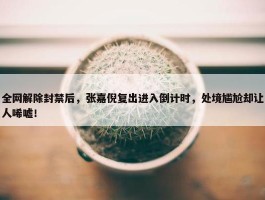 全网解除封禁后，张嘉倪复出进入倒计时，处境尴尬却让人唏嘘！