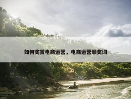 如何奖赏电商运营，电商运营颁奖词