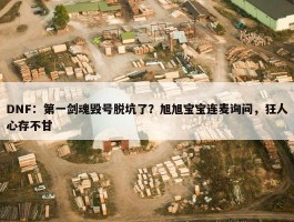 DNF：第一剑魂毁号脱坑了？旭旭宝宝连麦询问，狂人心存不甘