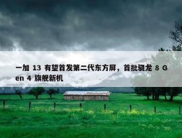 一加 13 有望首发第二代东方屏，首批骁龙 8 Gen 4 旗舰新机