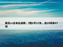 国足vs日本总战绩：7胜8平17负，进29球丢47球