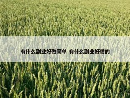 有什么副业好做简单 有什么副业好做的