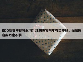 EDG新赛季即将起飞？理想阵容明年有望夺冠，保底阵容实力也不弱