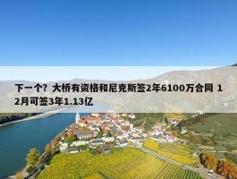 下一个？大桥有资格和尼克斯签2年6100万合同 12月可签3年1.13亿