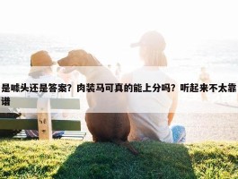 是噱头还是答案？肉装马可真的能上分吗？听起来不太靠谱