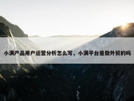 小满产品用户运营分析怎么写，小满平台是做外贸的吗