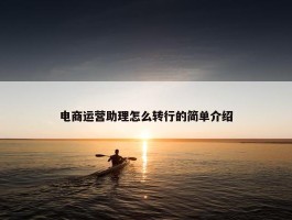 电商运营助理怎么转行的简单介绍