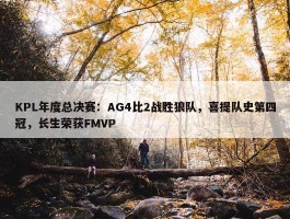 KPL年度总决赛：AG4比2战胜狼队，喜提队史第四冠，长生荣获FMVP