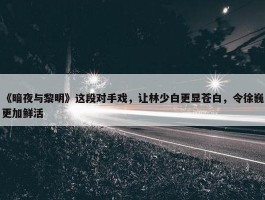 《暗夜与黎明》这段对手戏，让林少白更显苍白，令徐巍更加鲜活