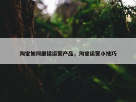 淘宝如何继续运营产品，淘宝运营小技巧