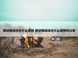 御剑情缘琼华什么宠物 御剑情缘琼华什么宠物可以用