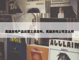 英雄游戏产品运营工资高吗，英雄游戏公司怎么样