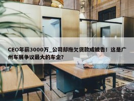 CEO年薪3000万_公司却拖欠货款成被告！这是广州车展争议最大的车企？