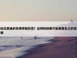 给比亚迪的负债率贴标签？这样的抹黑只能暴露自己的怯懦