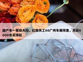 国产车一哥放大招，红旗天工08广州车展预售，月薪8000也买得起