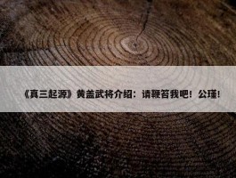 《真三起源》黄盖武将介绍：请鞭笞我吧！公瑾！