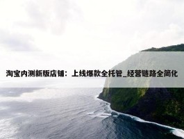 淘宝内测新版店铺：上线爆款全托管_经营链路全简化