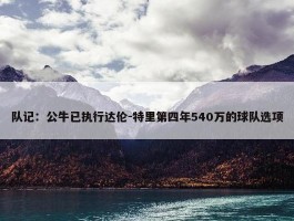 队记：公牛已执行达伦-特里第四年540万的球队选项