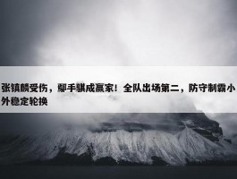 张镇麟受伤，鄢手骐成赢家！全队出场第二，防守制霸小外稳定轮换