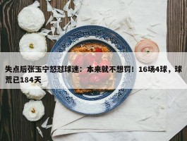 失点后张玉宁怒怼球迷：本来就不想罚！16场4球，球荒已184天