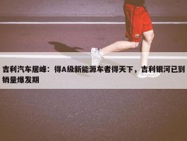 吉利汽车居峰：得A级新能源车者得天下，吉利银河已到销量爆发期