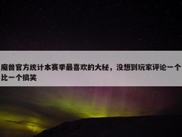 魔兽官方统计本赛季最喜欢的大秘，没想到玩家评论一个比一个搞笑