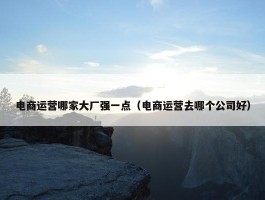 电商运营哪家大厂强一点（电商运营去哪个公司好）