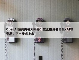 OpenAI融资内幕大揭秘：禁止投资者再投xAI等竞品，下一步或上市