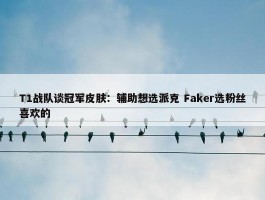 T1战队谈冠军皮肤：辅助想选派克 Faker选粉丝喜欢的