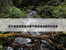 关于电商运营面试要不要说技术细节的信息