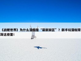 《战舰世界》为什么潜艇是“萌新禁区”？新手玩潜艇常踩这些雷！