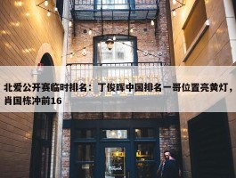 北爱公开赛临时排名：丁俊晖中国排名一哥位置亮黄灯，肖国栋冲前16