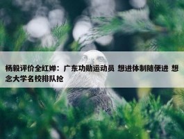 杨毅评价全红婵：广东功勋运动员 想进体制随便进 想念大学名校排队抢