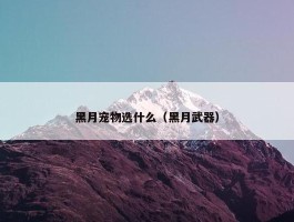 黑月宠物选什么（黑月武器）