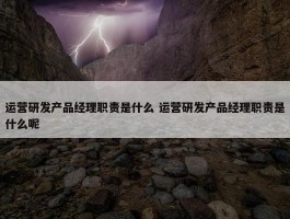 运营研发产品经理职责是什么 运营研发产品经理职责是什么呢