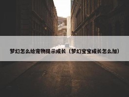 梦幻怎么给宠物提示成长（梦幻宝宝成长怎么加）