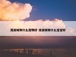 凌波城带什么宠物好 凌波城带什么宝宝好