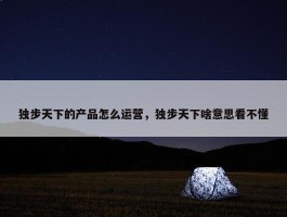 独步天下的产品怎么运营，独步天下啥意思看不懂