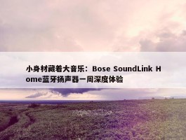 小身材藏着大音乐：Bose SoundLink Home蓝牙扬声器一周深度体验