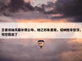 王者误抽天幕补偿公布，妲己形象重做，貂蝉胜率登顶，司空震笑了