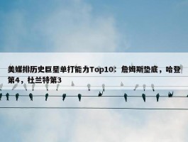 美媒排历史巨星单打能力Top10：詹姆斯垫底，哈登第4，杜兰特第3