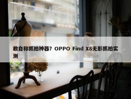 敢自称抓拍神器？OPPO Find X8无影抓拍实测