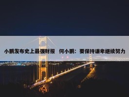 小鹏发布史上最强财报  何小鹏：要保持谦卑继续努力