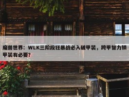 魔兽世界：WLK三阶段狂暴战必入破甲装，跨甲智力锁甲装有必要？