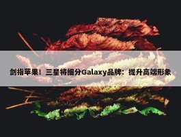 剑指苹果！三星将细分Galaxy品牌：提升高端形象