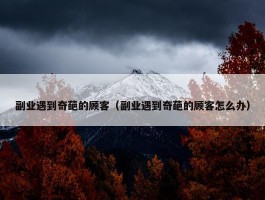 副业遇到奇葩的顾客（副业遇到奇葩的顾客怎么办）