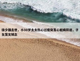 徐少强去世，小30岁太太伤心过度突发心脏病猝逝，子女发文悼念