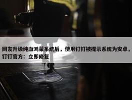 网友升级纯血鸿蒙系统后，使用钉钉被提示系统为安卓，钉钉官方：立即修复